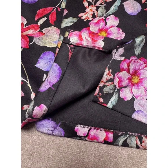 Joseph Ribkoff Floral Metallic Sheath Dress Size 10 Black Pink Purple - Picture 5 of 10